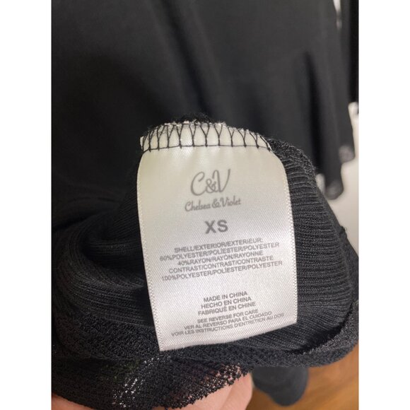 C&V Chelsea and Violet Peplum Top Size XS Black Knit Ribbed Long Sleeve New - Picture 6 of 8